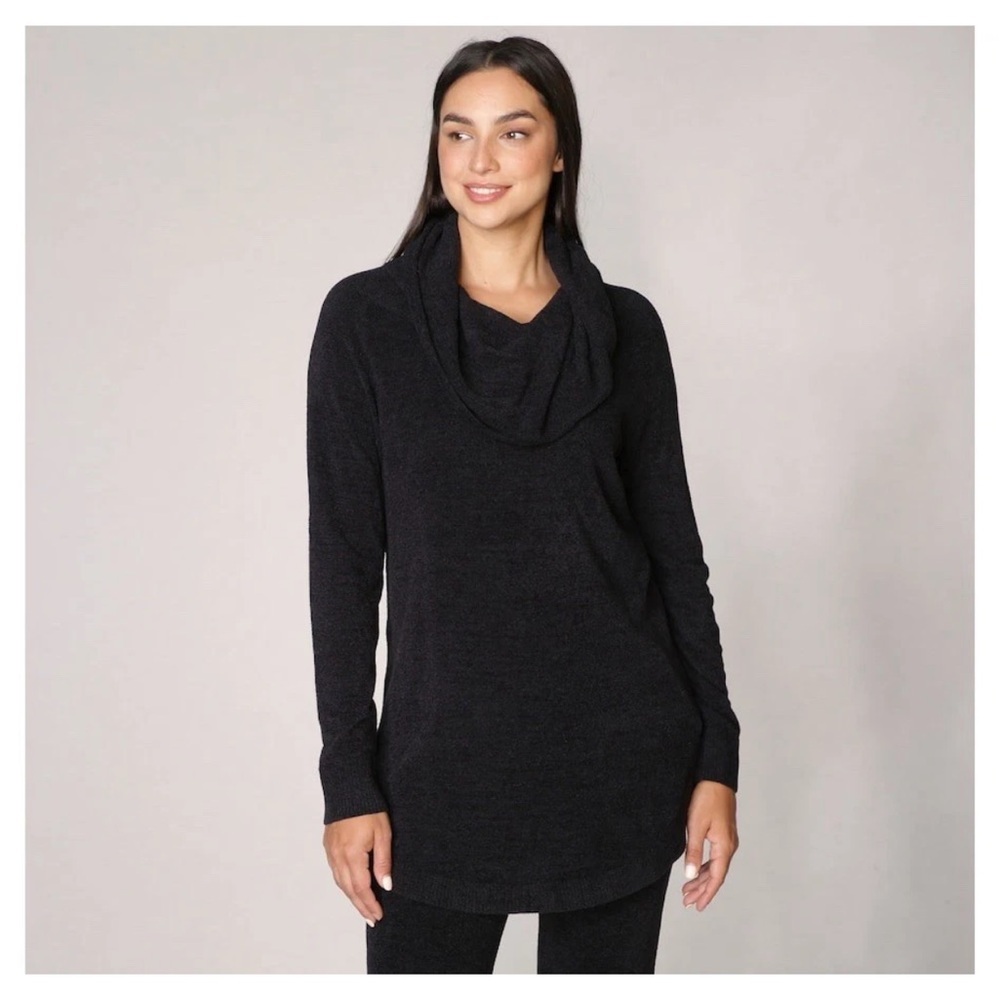 Barefoot Dreams Cozy Chic Ultra Lite Coastal Cowl Neck Tunic in Black